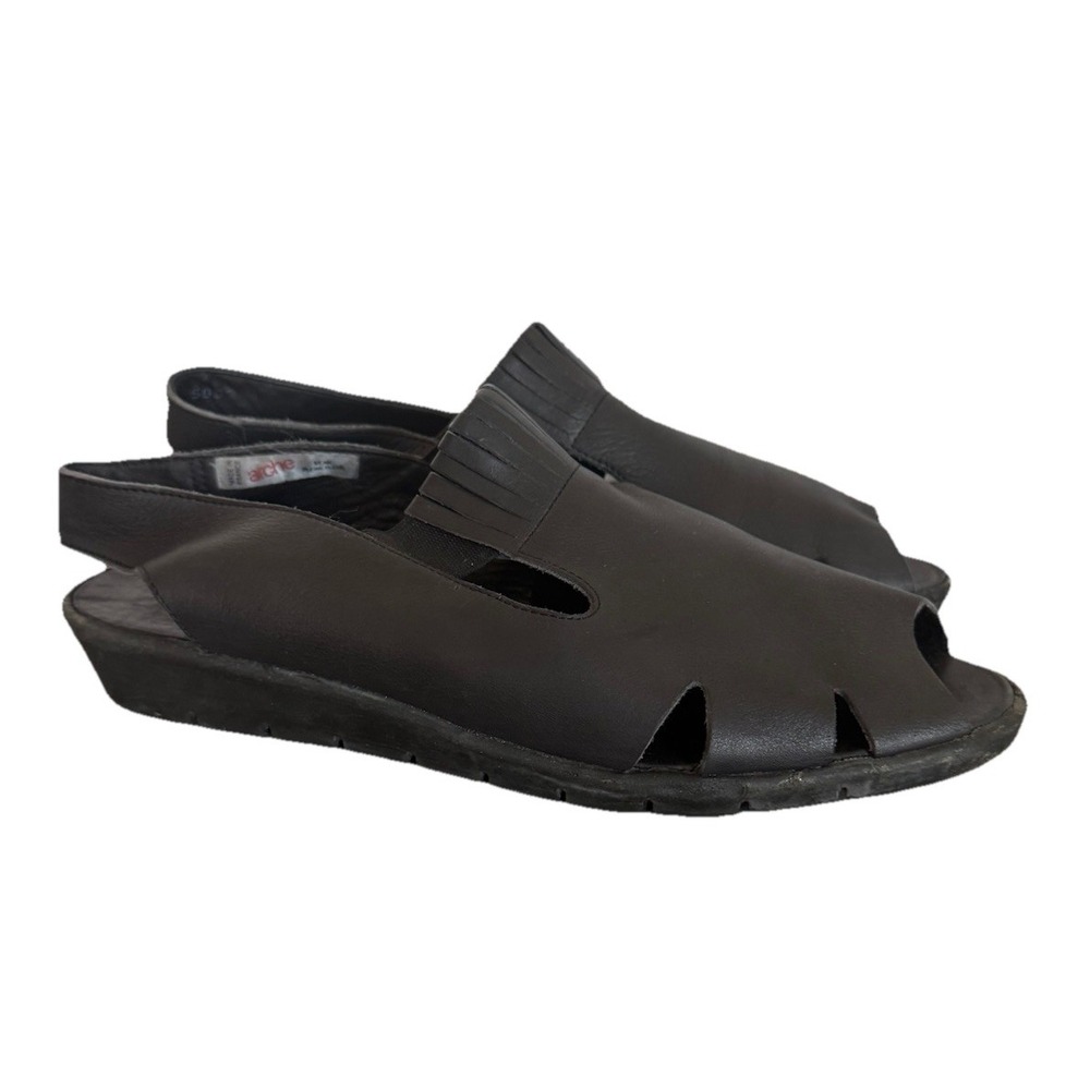 Arche Black Leather Slingback Sandals